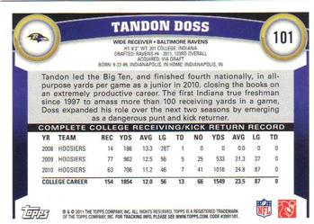 2011 Topps #101 Tandon Doss Back