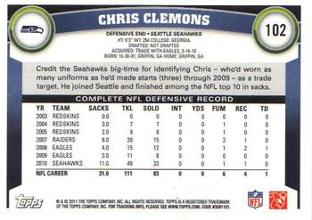 2011 Topps #102 Chris Clemons Back
