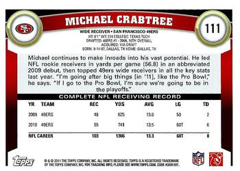 2011 Topps #111 Michael Crabtree Back