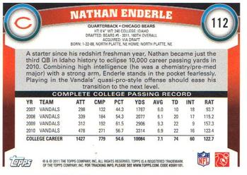 2011 Topps #112 Nathan Enderle Back