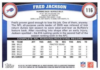 2011 Topps #116 Fred Jackson Back