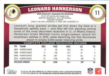 2011 Topps #11 Leonard Hankerson Back