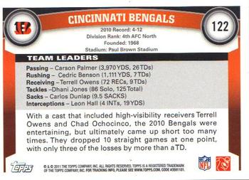 2011 Topps #122 Cincinnati Bengals Back