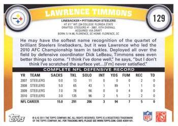 2011 Topps #129 Lawrence Timmons Back