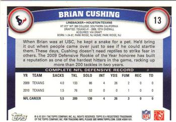 2011 Topps #13 Brian Cushing Back