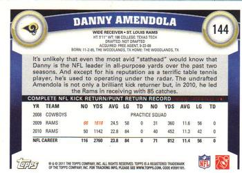 2011 Topps #144 Danny Amendola Back