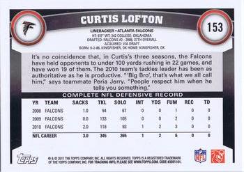 2011 Topps #153 Curtis Lofton Back