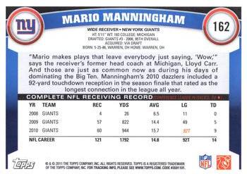 2011 Topps #162 Mario Manningham Back