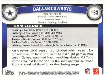 2011 Topps #163 Dallas Cowboys Back