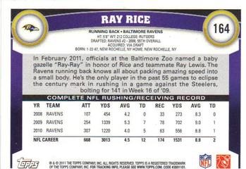 2011 Topps #164 Ray Rice Back