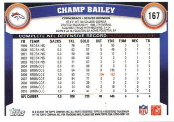 2011 Topps #167 Champ Bailey Back