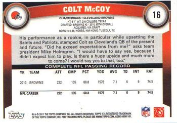 2011 Topps #16 Colt McCoy Back
