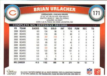 2011 Topps #171 Brian Urlacher Back