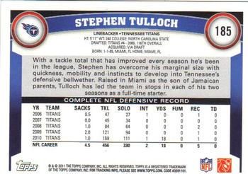 2011 Topps #185 Stephen Tulloch Back