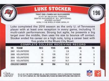 2011 Topps #196 Luke Stocker Back