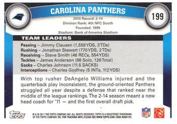 2011 Topps #199 Carolina Panthers Back