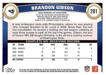 2011 Topps #201 Brandon Gibson Back