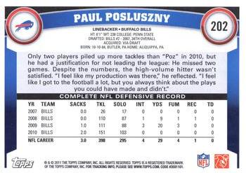 2011 Topps #202 Paul Posluszny Back