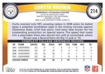 2011 Topps #214 Curtis Brown Back