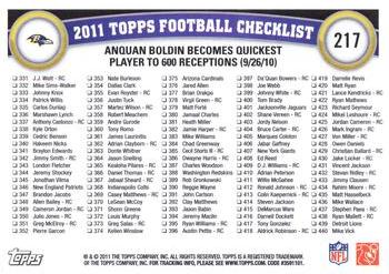 2011 Topps #217 Anquan Boldin Back