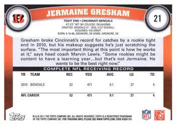 2011 Topps #21 Jermaine Gresham Back