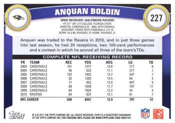 2011 Topps #227 Anquan Boldin Back