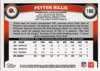 2011 Topps #180 Peyton Hillis Back