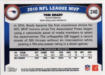 2011 Topps #240 Tom Brady Back