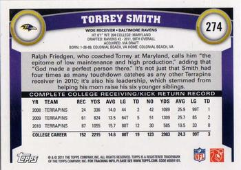 2011 Topps #274 Torrey Smith Back