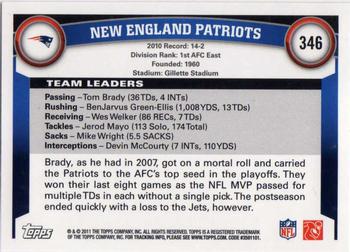 2011 Topps #346 New England Patriots Back