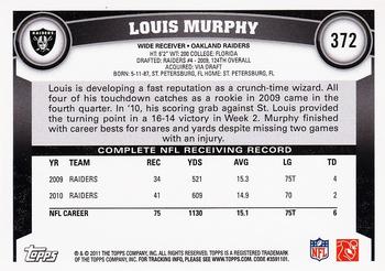 2011 Topps #372 Louis Murphy Back