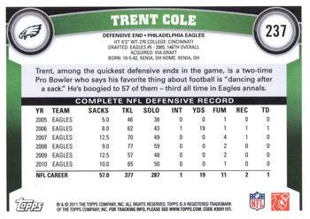 2011 Topps #237 Trent Cole Back