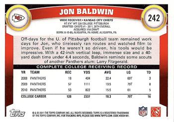 2011 Topps #242 Jon Baldwin Back