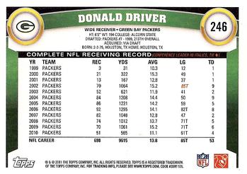 2011 Topps #246 Donald Driver Back