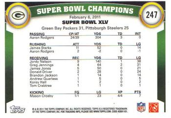 2011 Topps #247 Packers Super Bowl Champs (Aaron Rodgers / Clay Matthews) Back