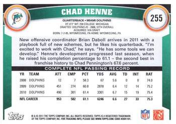 2011 Topps #255 Chad Henne Back
