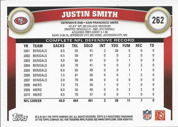2011 Topps #262 Justin Smith Back