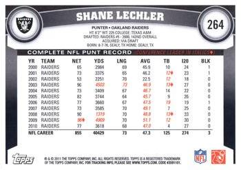 2011 Topps #264 Shane Lechler Back