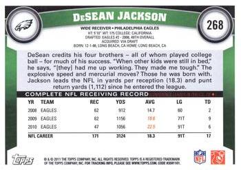 2011 Topps #268 DeSean Jackson Back