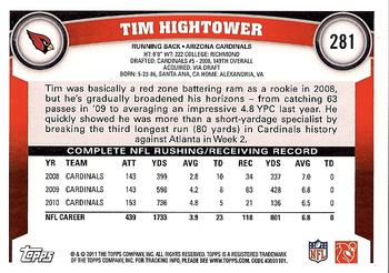 2011 Topps #281 Tim Hightower Back