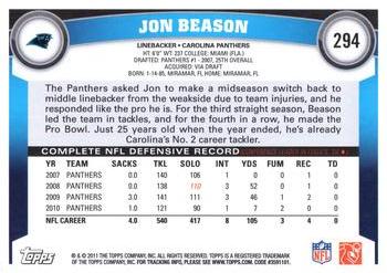 2011 Topps #294 Jon Beason Back