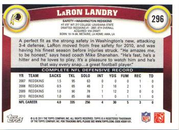 2011 Topps #296 LaRon Landry Back