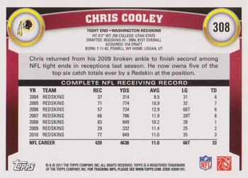 2011 Topps #308 Chris Cooley Back