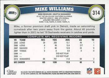 2011 Topps #314 Mike Williams Back