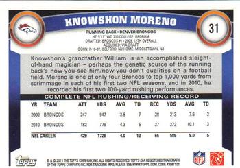 2011 Topps #31 Knowshon Moreno Back