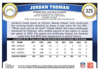 2011 Topps #325 Jordan Todman Back