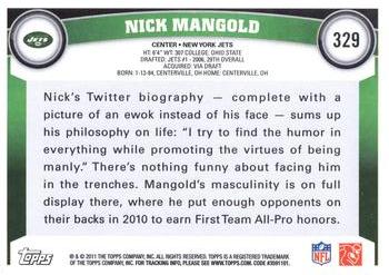 2011 Topps #329 Nick Mangold Back