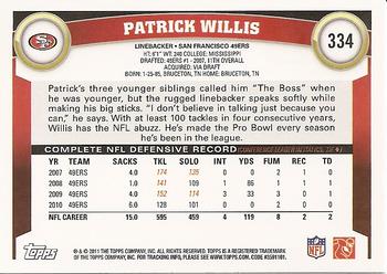 2011 Topps #334 Patrick Willis Back