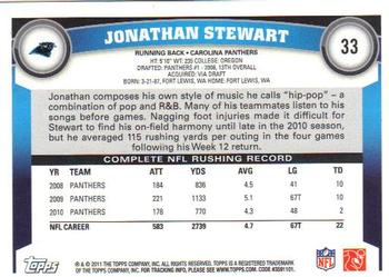 2011 Topps #33 Jonathan Stewart Back