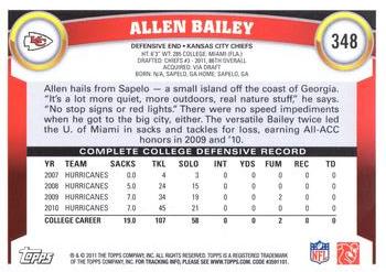 2011 Topps #348 Allen Bailey Back